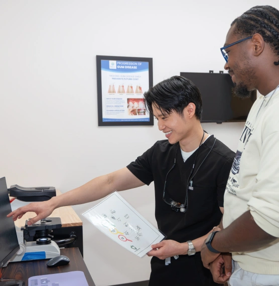Dentist examining a patient during a dental appointment