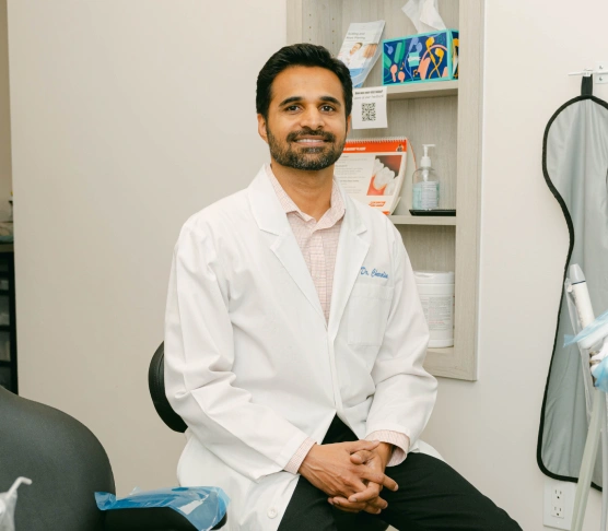 Dentist sitting in a dental treatment room