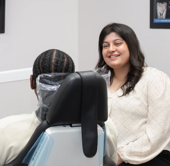 Dentist and patient during a preventive dental care consultation