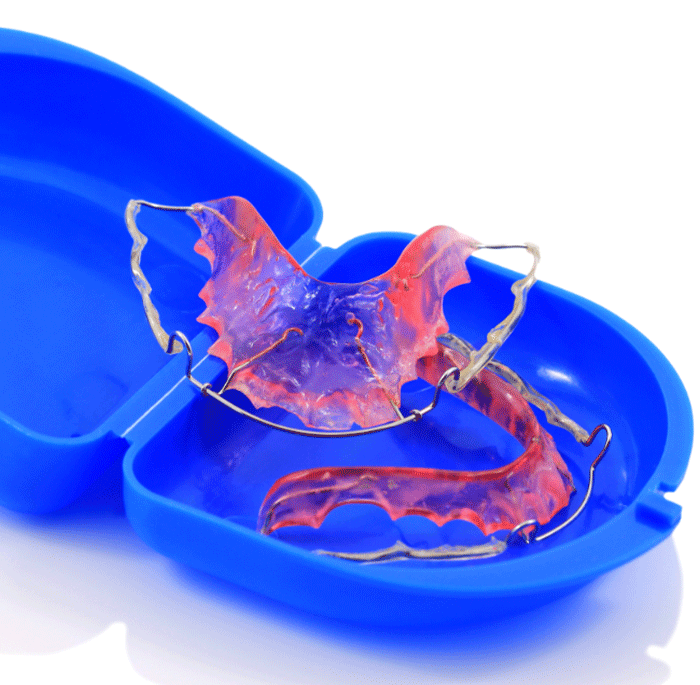 two retainers in a blue container