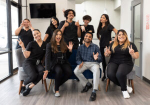 silly group photo of staff